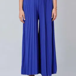 First Resort By Ramola Bachchan Royal Blue Wide Leg Pleated Palazzo-image-86