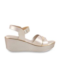 Mochi Women's Gold Ankle Strap Wedges-image-38