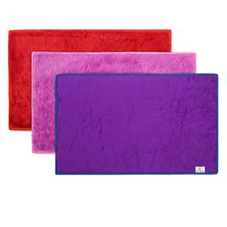 Kuber Industries Set Of 3 Solid Shaggy Microfiber Anti-Skid Rectangular Doormats-47