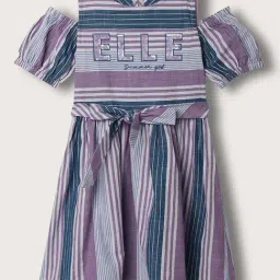 Elle Kids Multicolor Cotton Striped Dress-image-30