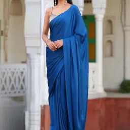 Swtantra Prussian Blue Satin Saree-picture-16