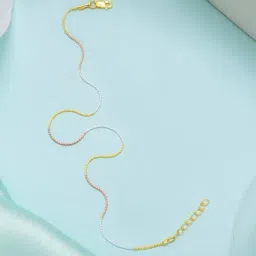 Zavya Triple Tone Classic 92.5 Sterling Silver Rope Chain Single Anklet-image-20