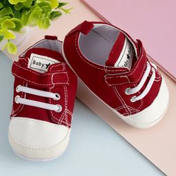 Baby Moo Velcro Sneakers Booties - Red-image-3