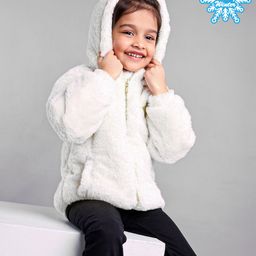 Babyhug Full Sleeves Hooded Jacket - Off White-image-27