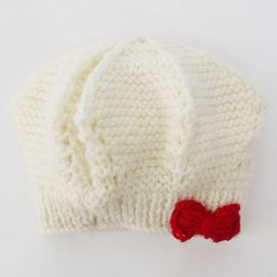 Woonie Bow Detailed Handmade Crown Style Cap - Cream-image-95