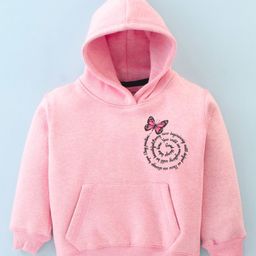 Doreme Fleece Full Sleeves Hooded Sweatshirt Text Print- Pink-image-96