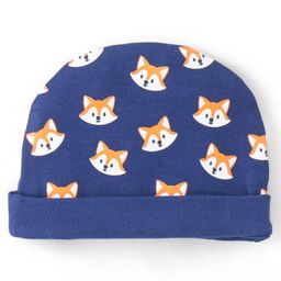 Babyhug 100% Cotton Knit Fox Printed Cap Navy Blue - Diameter 10 cm-image-18
