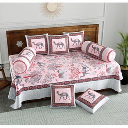 Blocks Of India Diwan Set - Pink-15