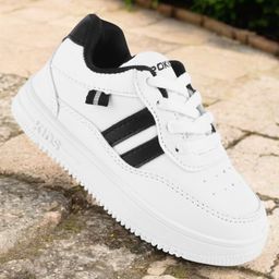 Lil Lollipop Placement Striped Lace Up Shoes - White & Black-image-75