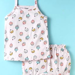 CUCUMBER Sinker Knit Sleeveless Cupcake Printed Innerwear Set - Baby Pink-picture-9