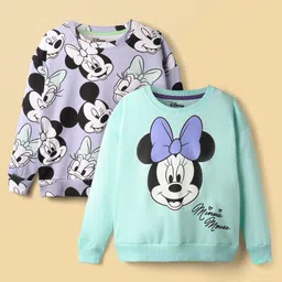 HoneyHap Disney Terry Knit Oversize Drop Shoulder Full Sleeves Sweatshirts With Minnie & Friends Graphics Pack Of 2 - Multi Colour-picture-37