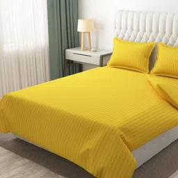 Galaxy Home Decor Yellow Striped 210 TC KingBedsheet Set- 2.28 m x 2.28 m-image-16