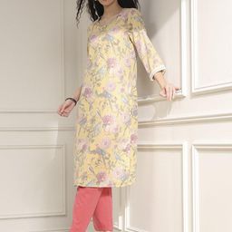 Biba Women Floral Printed Daily Straight Kurta-image-79