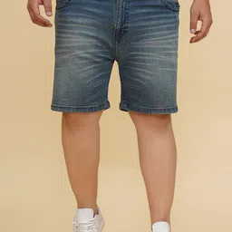 John Pride Plus Size Men Mid-Rise Stretchable Denim Shorts-78