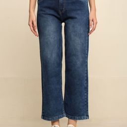 zayla Women Comfort Wide Leg High-Rise Low Distress Light Fade Stretchable Jeans-image-33