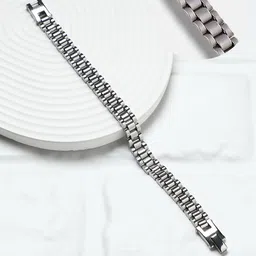French Accent Men Silver-Plated Wraparound Bracelet-33