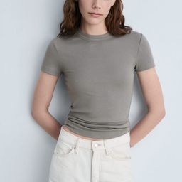 MANGO Ribbed Casual T-shirt-image-20