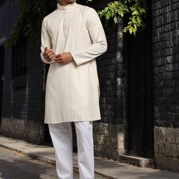 TRYBUY.IN Geometric Embroidered Chikankari Long Sleeves Cotton Kurta-image-70