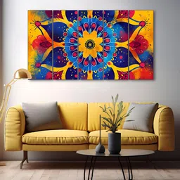 The Castle Decor Orange & Blue 5 Piece Wood Other Wall Paintings-16