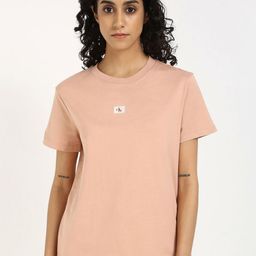 Calvin Klein Jeans Women Solid Round Neck Cotton T-shirt-picture-46
