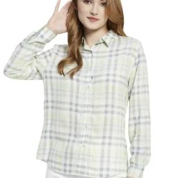 METTLE Green Cotton Chequered Shirt-image-67