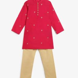 Campana Kids Red & Gold Printed Full Sleeves Kurta with Pants-38