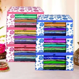 Kuber Industries Pink & Blue 6 Pieces Printed Foldable Multi Utility Organisers-39
