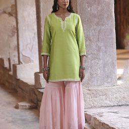 THE HOUSE OF INDU Embroidered Chikankari Chikankari Kurti-image-9