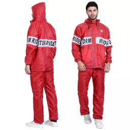HACER Polyester Material Red Hooded Strome Rider Raincoat for Men's Size XXL, HC-SRIDE-RC05-35