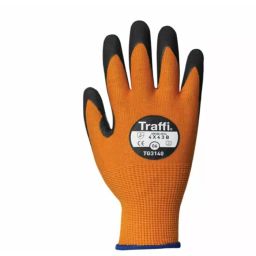 Traffi Cut Resistant Nylon Gloves Nitrile Coating Amber Size 10, TG3140-10 (1 Pair)-image-97
