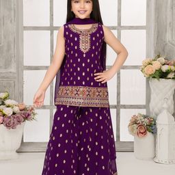 Tiny Kingdom Girls Floral Regular Kurta & Palazzos With Dupatta Set-picture-11