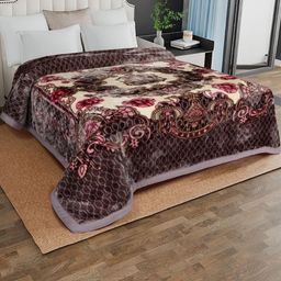 Signature Purple & White Ethnic Motifs Mink Winter Double Bed Blanket-image-90