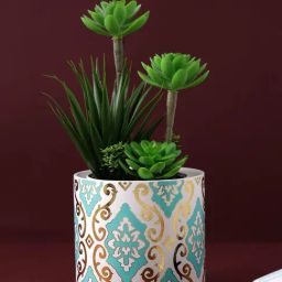 Tayhaa Blue & Gold Ceramic Planter Pot-image-80