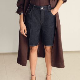 MANGO Women High-Rise Pure Cotton Regular Fit Bermuda Shorts-image-27