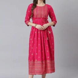 Stylum Pink Printed A-Line Kurta-image-29