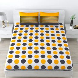 Living Roots Polka Dot Multicolor 210 TC Cotton Queen Bed Sheet with 2 Pillow Covers-image-13