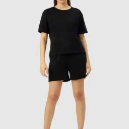 Bene Kleed Black Cotton Tops Shorts Set-image-38