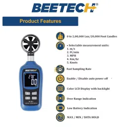 Beetech Digital Anemometer 0.4 to 30 m/s Range, B-201 image 2