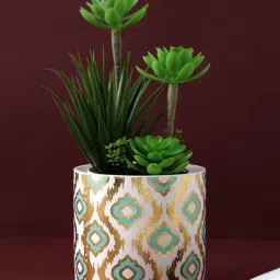 Tayhaa Gold & Aqua Ceramic Planter-image-85