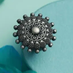 Aatmana Oxidized Silver-Toned & Beaded Adjustable Finger Ring for Women-46