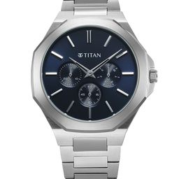 Titan Men Classique Blue Stainless Steel Analogue Multi Function Watch-90198SM01-48