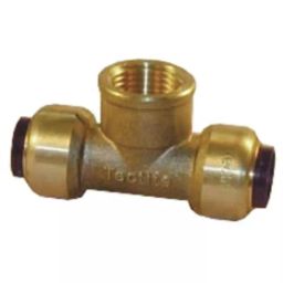 Pegler Yorkshire Brass Pipe Fitting Tee Push Fit Branch Tee Female 1/2in to Female 15 mm, 65840-image-20