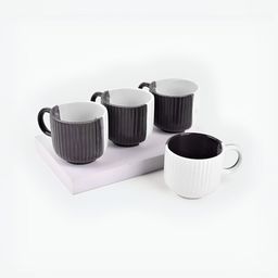 Storepedia Black & White Handcrafted Solid Ceramic Matte Cups Set of Cups and Mugs-17