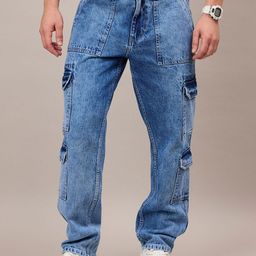 Mast & Harbour Men Loose Relaxed Fit Mid-Rise Heavy Fade Jeans-image-26