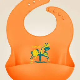 LuvLap Orange-Coloured Waterproof Baby Bibs-picture-32