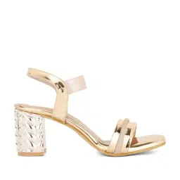 Elle Women's Rose Gold Ankle Strap Sandals-image-80