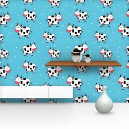 ArtzFolio Printed UV-Resistant Anti-Bacterial Doodle Cartoon Cows Peel & Stick Wallpaper-image-68
