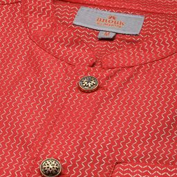 Anouk Men Rust Red Woven Design Nehru Jacket image 5