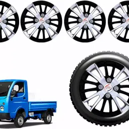 Auto Pearl CSDC08 R12 304.8 mm (12 Inch) PPress Type Wheel Hubcap with Retention Ring Glossy White Black Wheel Cover for Tata NA (Set of 4)-image-67