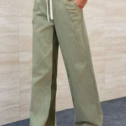 StyleCast Women Striped Relaxed Straight Leg Loose Fit Mid-Rise Trousers-picture-14